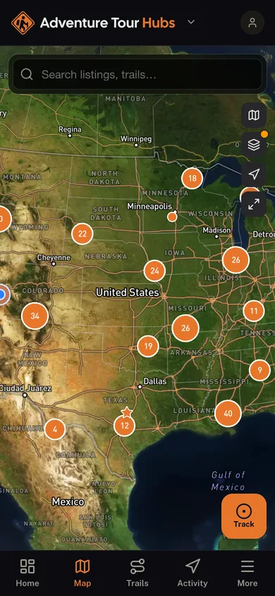 The Adventure Tour Hubs app directory map