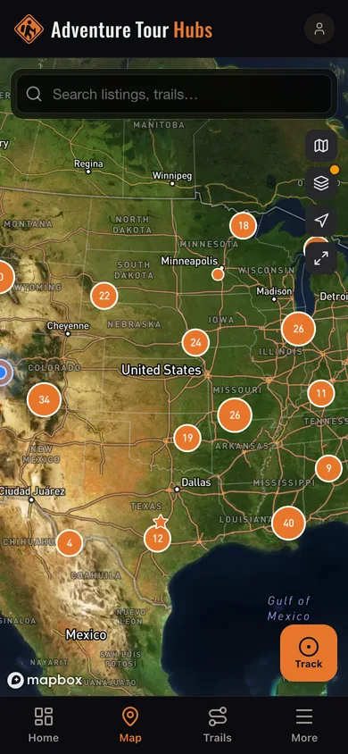 The Adventure Tour Hubs app directory map