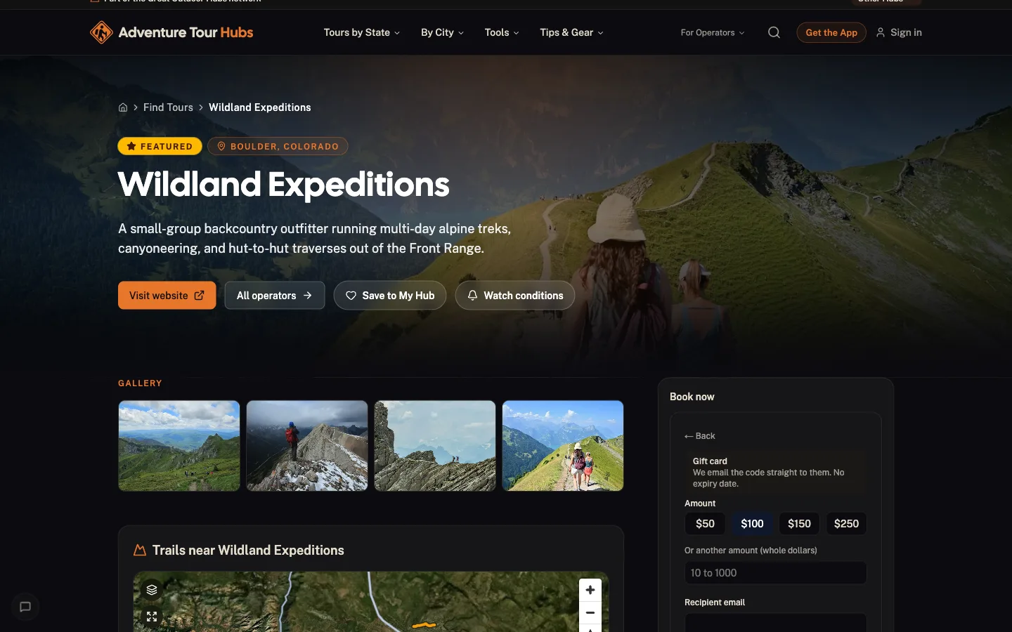 Promotions as a customer sees it on Adventure Tour Hubs